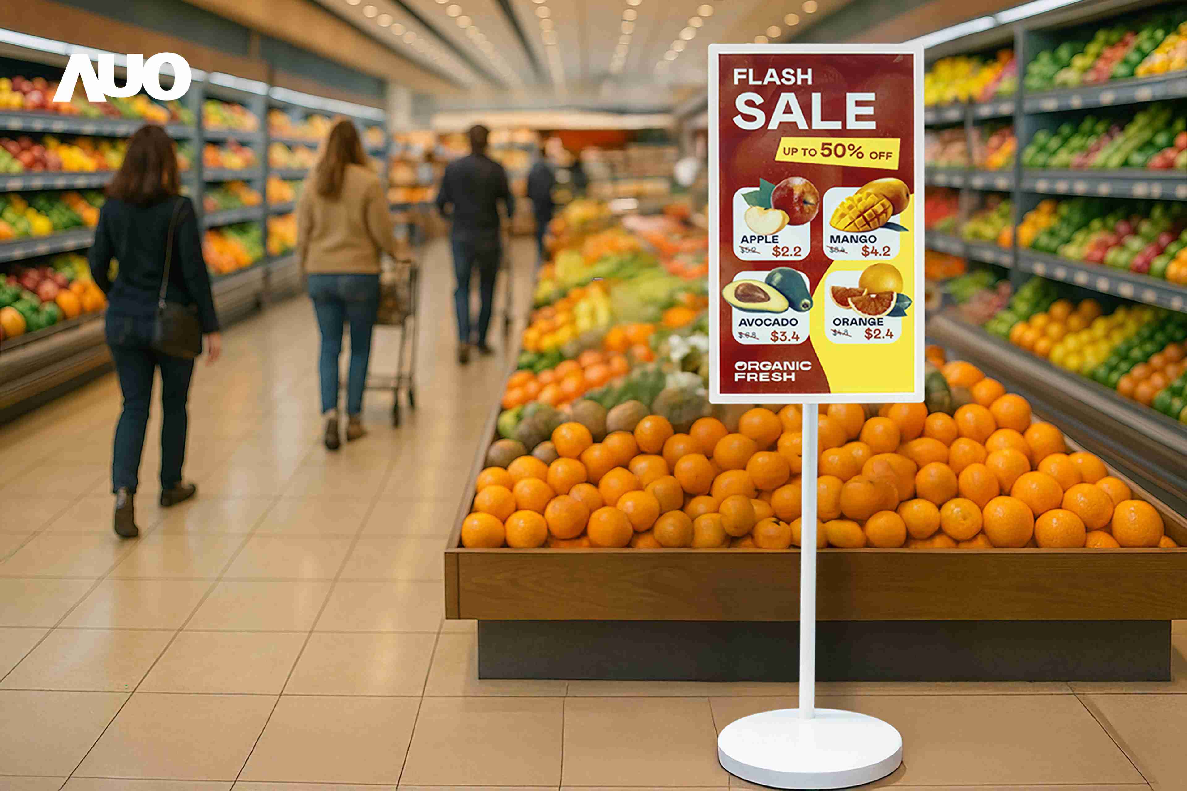 达擎首亮相低功耗、、全彩的〝aecoPost电子纸解决方案〞，，，，仅在更新画面时需要微量的电力驱动，，无需布建电线的便捷设计，，，，使其可灵活应用、、、、随意置放，，，并可透过云端或行动装置app，，，，轻松管理及排程广告内容，，，晋升店头营销利器。。。